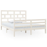3101294 Bed Frame without Mattress White Solid Wood 160x200 cm