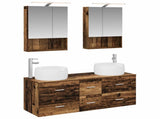 Bathroom Furniture Set 5 pcs Old Wood Engineered Wood and Glass 3407045