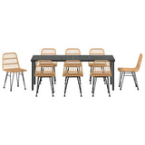 Garden Dining Set 9 pcs Brown Powder-Coated Steel 3379197