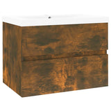 Sink Cabinet with Built-in Basin Smoked Oak Engineered Wood 3152867