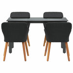 Garden Dining Set with Cushion 5 pcs Black Poly Rattan 3261672