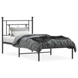 Metal Bed Frame without Mattress with Headboard Black 90x200cm 374332