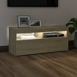 TV Cabinet with LED Lights Sonoma Oak 90x35x40 cm 804385