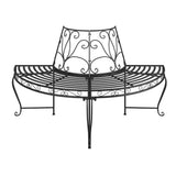 Tree Bench Set of 2 Black Steel Medium Durable 3095716