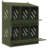 ZNTS Chicken Nesting Box with 6 Compartments Olive Green Metal 864351