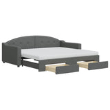Daybed with Trundle and Drawers Light Grey 90x190 cm Fabric 3197605