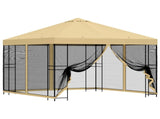 Garden Gazebo with Sidewalls 3 x 3 m Cream Polyester and Steel 900338