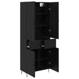 Highboard with Drawer 2 pcs Black Oak Engineered Wood and Glass 3416197