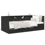 Daybed with Drawers without Mattress Black 90x200 cm 3280847