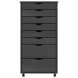 Rolling Cabinet Grey Solid Pine Wood, Engineered Wood, Plastic 355899