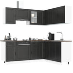 ZNTS 11 Piece Kitchen Cabinet Set Porto Black Engineered Wood 3314962