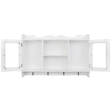 White MDF Wall Cabinet Display Shelf Book/DVD/Glass Storage 242435