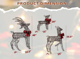 3-Piece Lighted Christmas Reindeer Family Outdoor Decorations, Weather Proof Rattan Deer Family 70445893