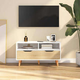 326782 TV Cabinet White and Sonoma Oak 90x40x48,5 cm Engineered Wood
