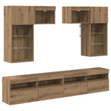 TV Wall Units Wall-mounted 6 pcs Old Wood Engineered Wood 3402789