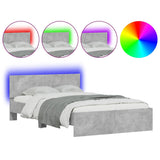 Bed Frame with Headboard and LED Concrete Grey 135x190 cm Double 3207633