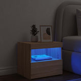 Bedside Cabinet with LED Lights Sonoma Oak 50x40x45 cm 836767