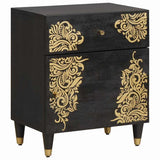 Bedside Cabinet with Door with Drawer Black 50 x 33 x 60 cm 4018816