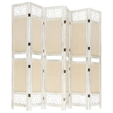 6-Panel Room Divider Cream 210x165 cm Fabric 338561
