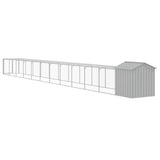 Chicken Cage with Run Light Grey 117x1221x123 cm Galvanised Steel 3189078