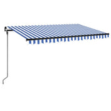Manual Retractable Awning with LED 400x300 cm Blue and White 3069101