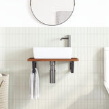 Basin Shelf Wall Mounted Steel and Solid Wood Oak 3302351