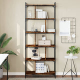 Bookcase 6-Tier Smoked Oak 76x32x192 cm Engineered Wood 833947