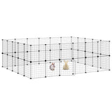 44-Panel Pet Cage with Door Black 35x35 cm Steel 3114040