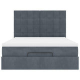 Ottoman Bed with Mattresses Dark Grey 140x200cm Velvet 3313476