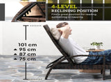 Reclining Rattan Lounger, with Extending Footrest - Brown T3398P315377
