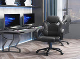 Office Chair Faux Leather Swivel Computer Desk Chair for Home Office with Wheels Armrests Black T3398P328248
