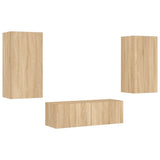 3 Piece TV Wall Cabinets with LED Lights Sonoma Oak 3216876