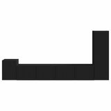 TV Cabinet Set Wall-mounted 3 pcs Black Engineered Wood 3409016