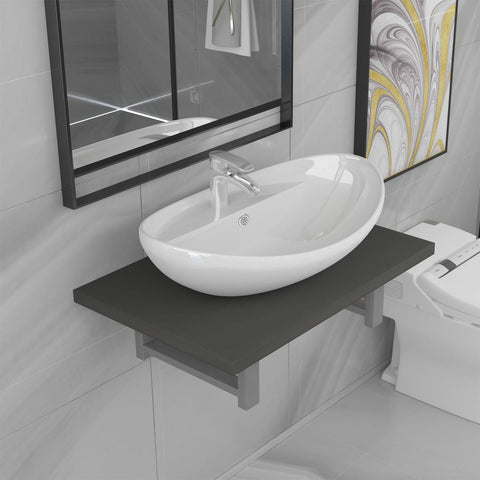 ZNTS Two Piece Bathroom Furniture Set Ceramic Grey 279333