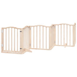 Dog Gate with Door Foldable 9 Panels 450 cm Poplar Wood 3155585