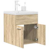 Bathroom Sink Cabinet with Built-in Basin and Faucet Sonoma Oak 3325013