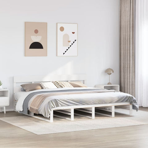 Bed Frame without Mattress White 180x200 cm Super King Solid Wood Pine 3302304