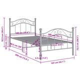 Bed Frame without Mattress Grey Metal 100x200 cm 324993
