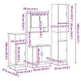 4 Piece Bathroom Furniture Set Smoked Oak Engineered Wood 3301217