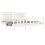 Bed Frame without Mattress White 200x200 cm Solid Wood Pine 3192837