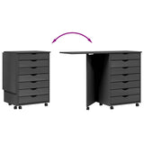 Rolling Cabinet with Desk MOSS Grey Solid Wood Pine 355902
