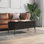 ZNTS Coffee Table Black 100x50x45 cm Engineered Wood and Metal 845411