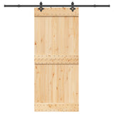 Sliding Door with Hardware Set 90x210 cm Solid Wood Pine 3332685