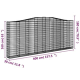 Arched Gabion Basket 400x30x160/180 cm Galvanised Iron 153408