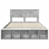 Bed Frame with Shelf Concrete Grey 150 x 200 cm Engineered Wood 3408357