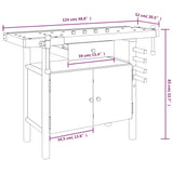 Workbench with Drawer and Vices 124x52x83 cm Solid Wood Acacia 153321