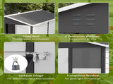 9x 6FT Metal Outdoor Garden Shed, Galvanised Tool Storage Shed w/ Sloped Roof, Lockable Door for T3398P325110
