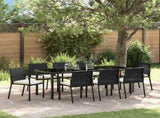 Garden Dining Set 9 pcs Black Powder-Coated Steel 3379253