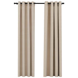 Linen-Look Blackout Curtains with Grommets 2pcs Beige 140x225cm 321209