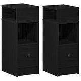 Bedside Cabinets 2 pcs with Drawer Black 25x31x66 cm 858617